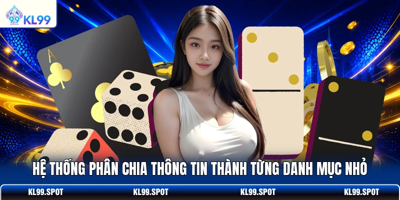 Hệ thống phân chia thông tin thành từng danh mục nhỏ